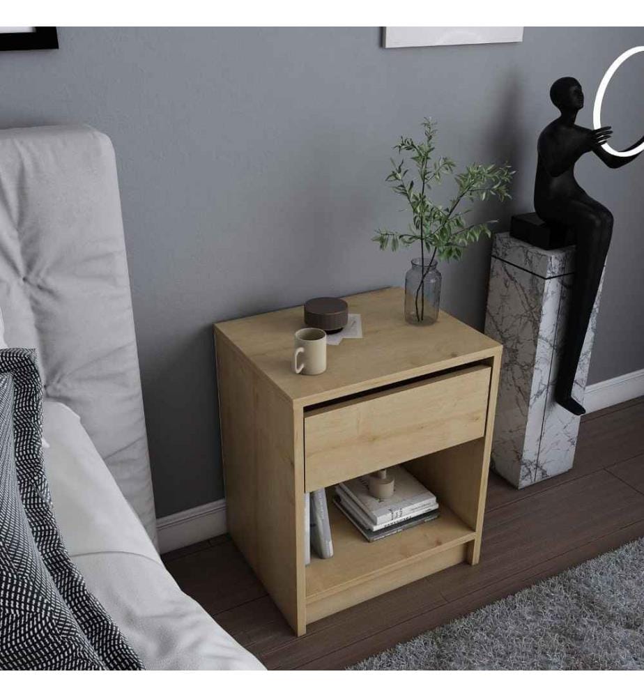 Table de nuit, chêne, panneau de particules mélaminé