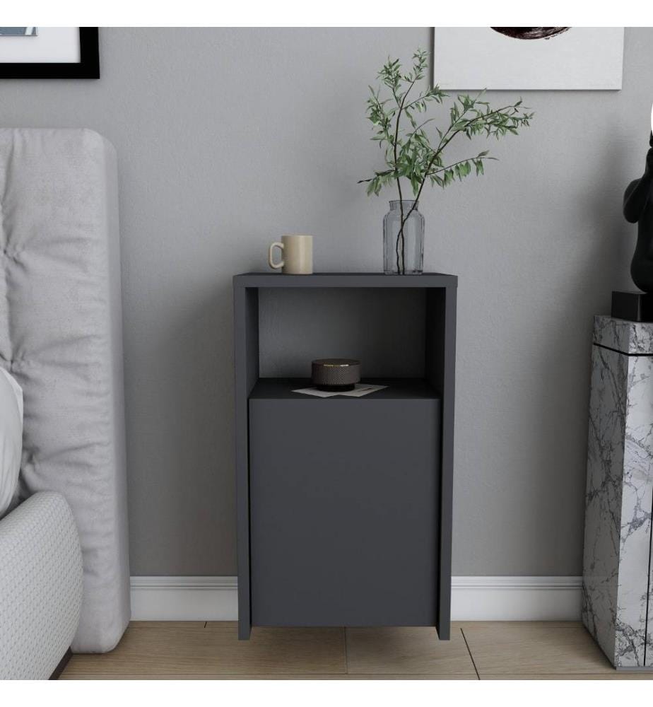 Table de nuit, Anthracite, panneau de particules mélaminé