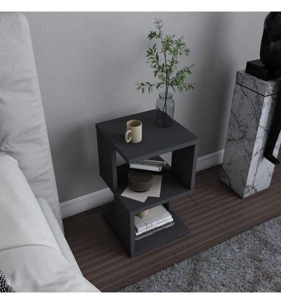 Table de nuit, Anthracite, panneau de particules mélaminé