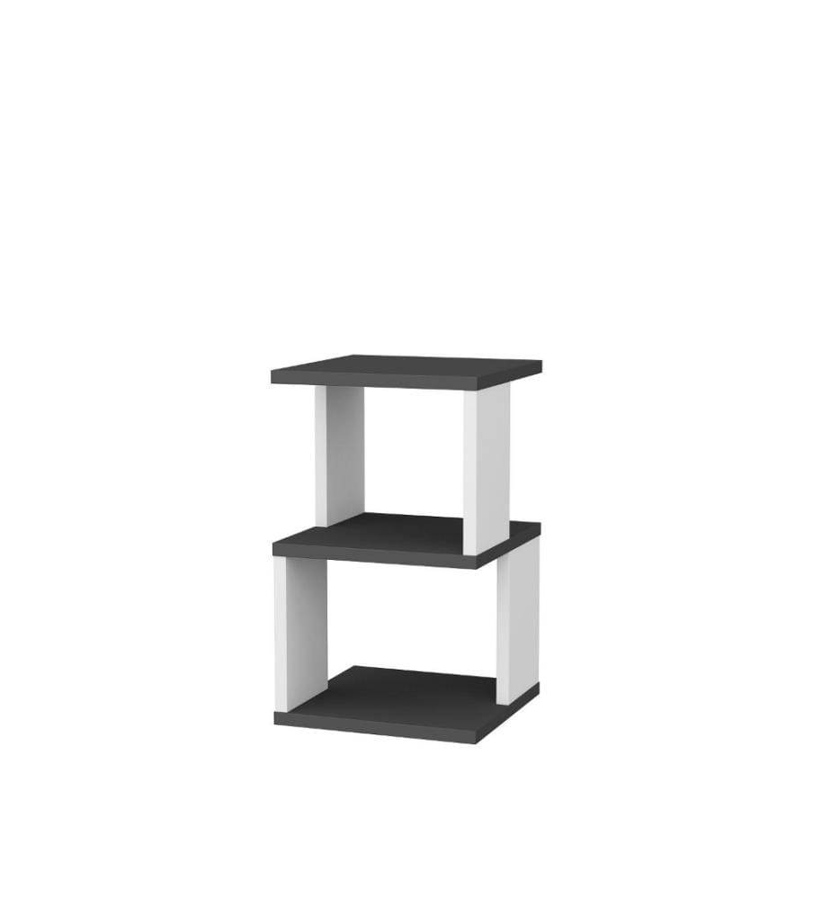 Table de nuit, blanc anthracite, panneau de particules mélaminé