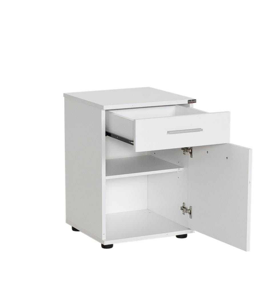 Table de nuit, blanc, panneau de particules mélaminé