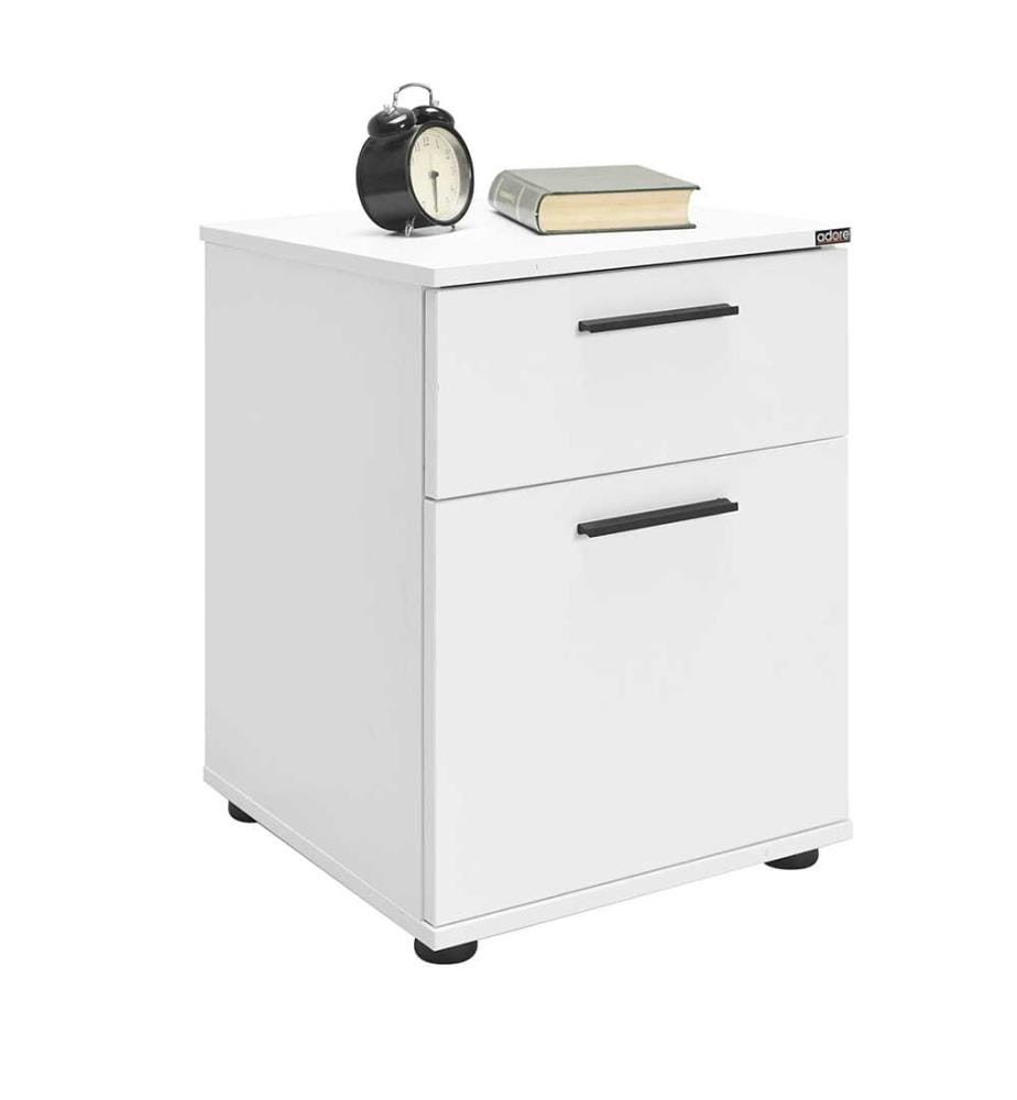 Table de nuit, blanc, panneau de particules mélaminé