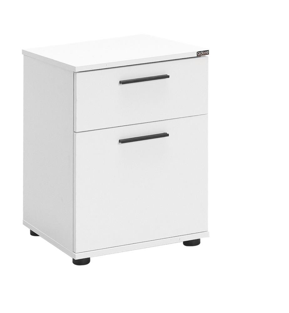 Table de nuit, blanc, panneau de particules mélaminé
