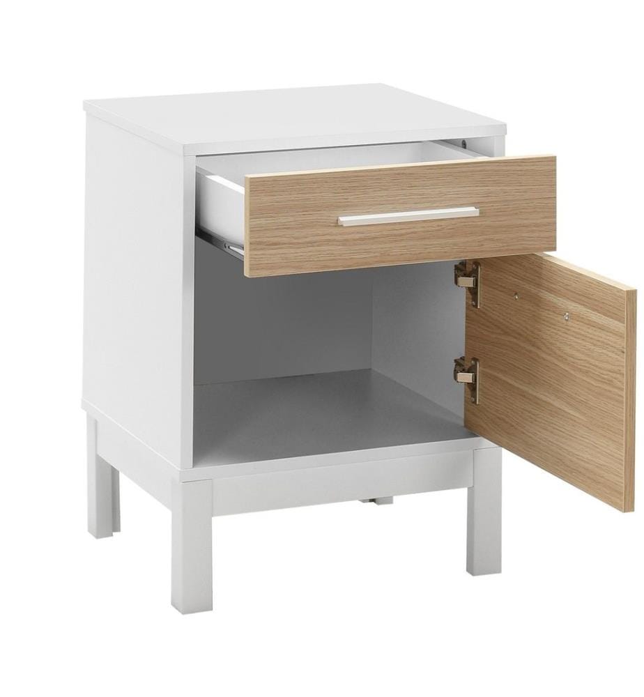 Table de nuit, chêne, blanc, panneau de particules mélaminé