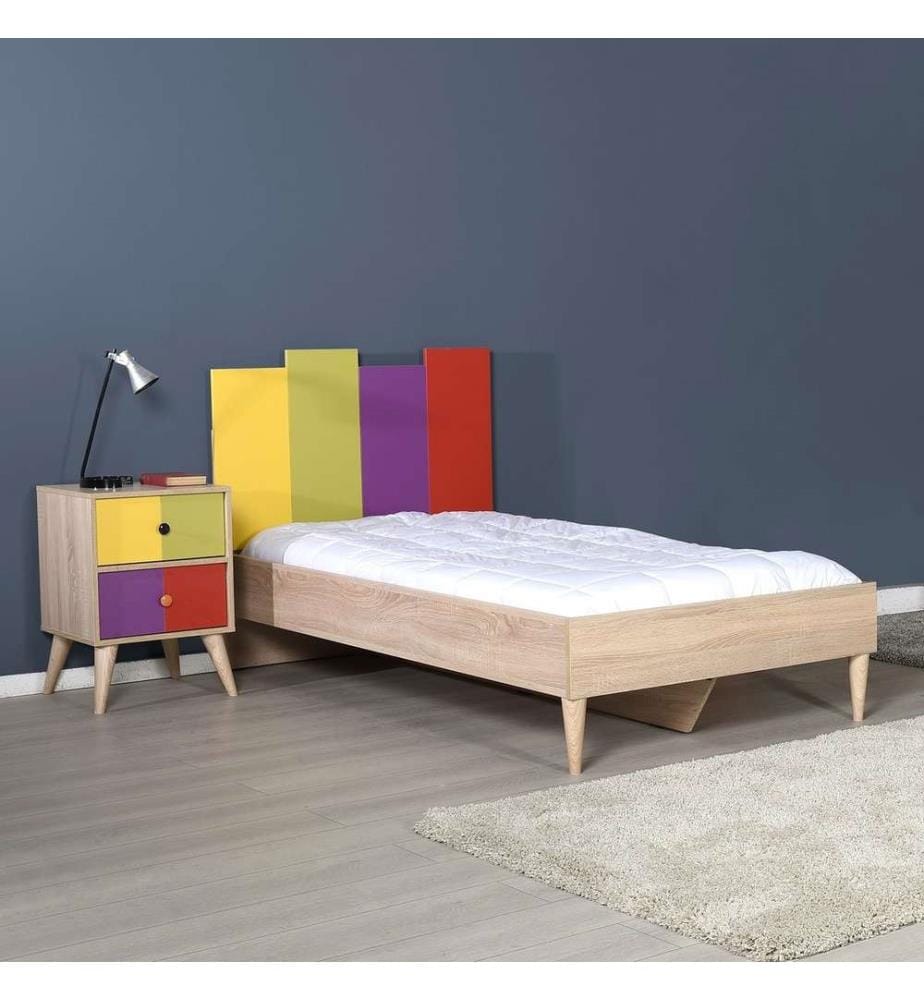 Table de nuit, Multicolore, Panneau de particules mélaminé