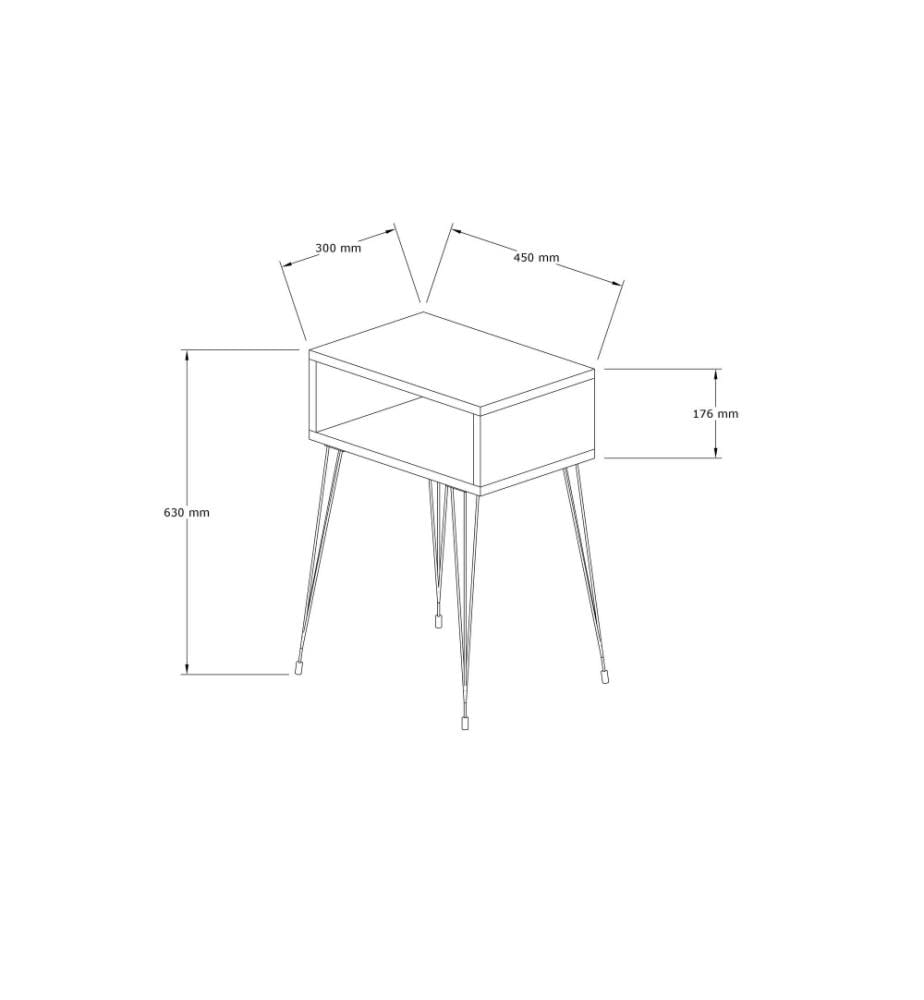 Table de nuit, chêne noir, panneau de particules mélaminé