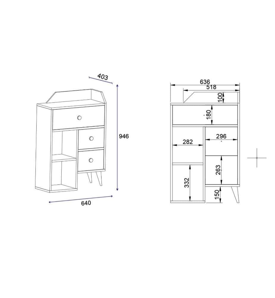Commode, blanc, panneau de particules mélaminé
