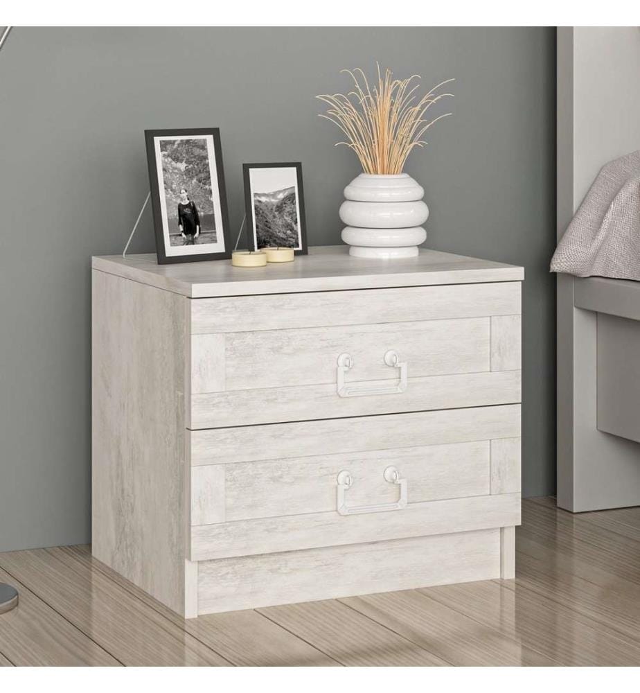 Table de nuit, blanc, panneau de particules mélaminé