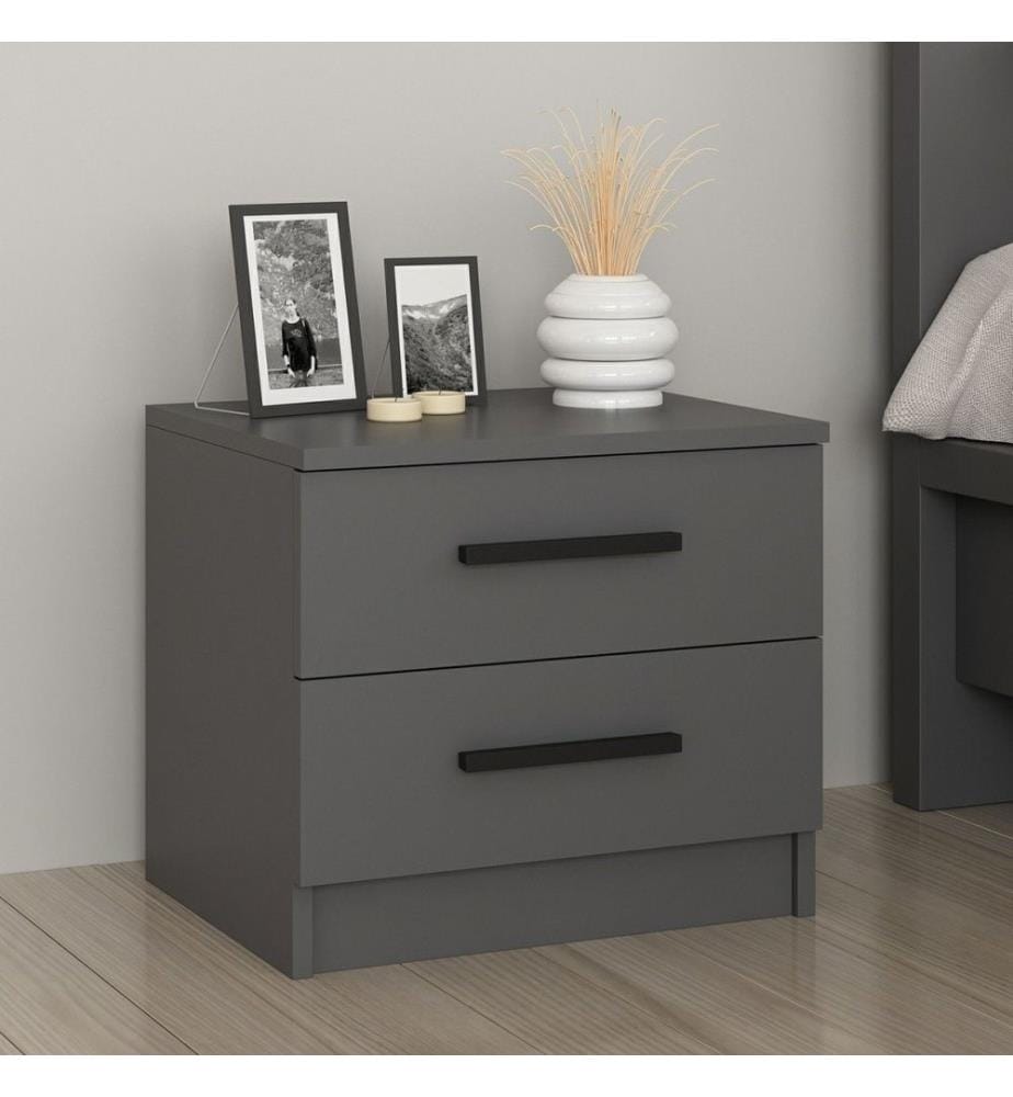 Table de nuit, Anthracite, panneau de particules mélaminé