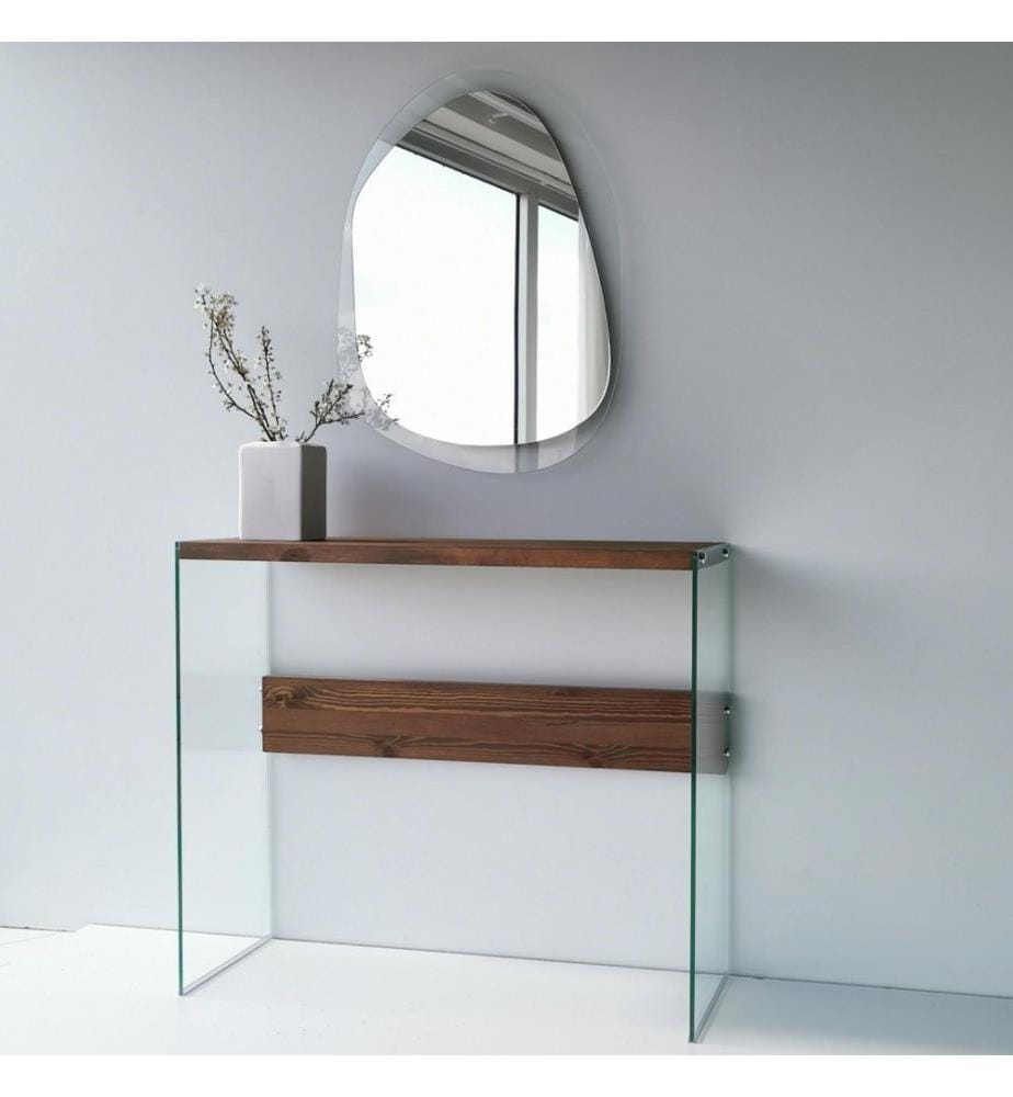 Commode, noyer, verre trempé