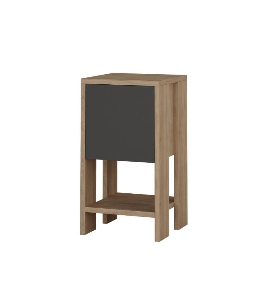 Table de nuit, Chêne Anthracite, Panneau de particules mélaminé