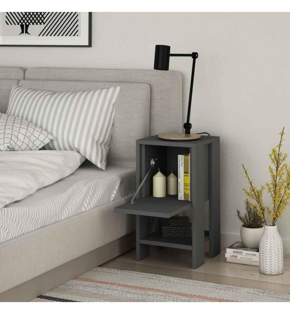Table de nuit, Anthracite, panneau de particules mélaminé