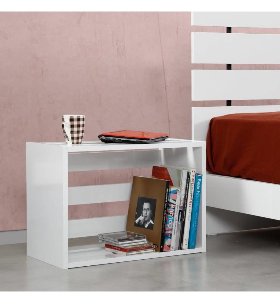 Table de nuit, blanc, panneau de particules mélaminé