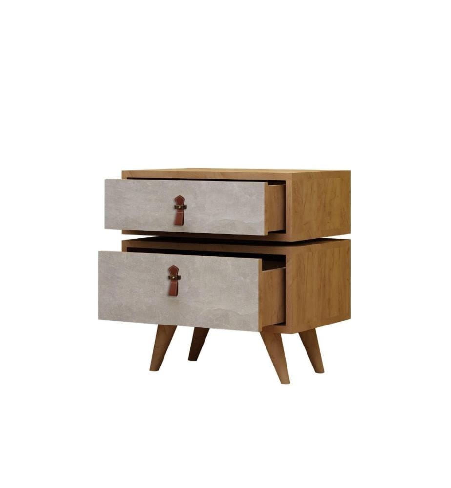 Table de nuit, chêne blanc, panneau de particules mélaminé
