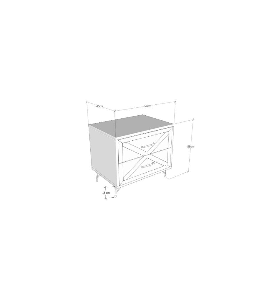 Table de nuit, chêne anthracite, panneau de particules mélaminé