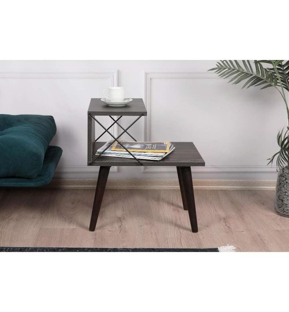 Table de nuit, Dark Brown, panneau de particules mélaminé