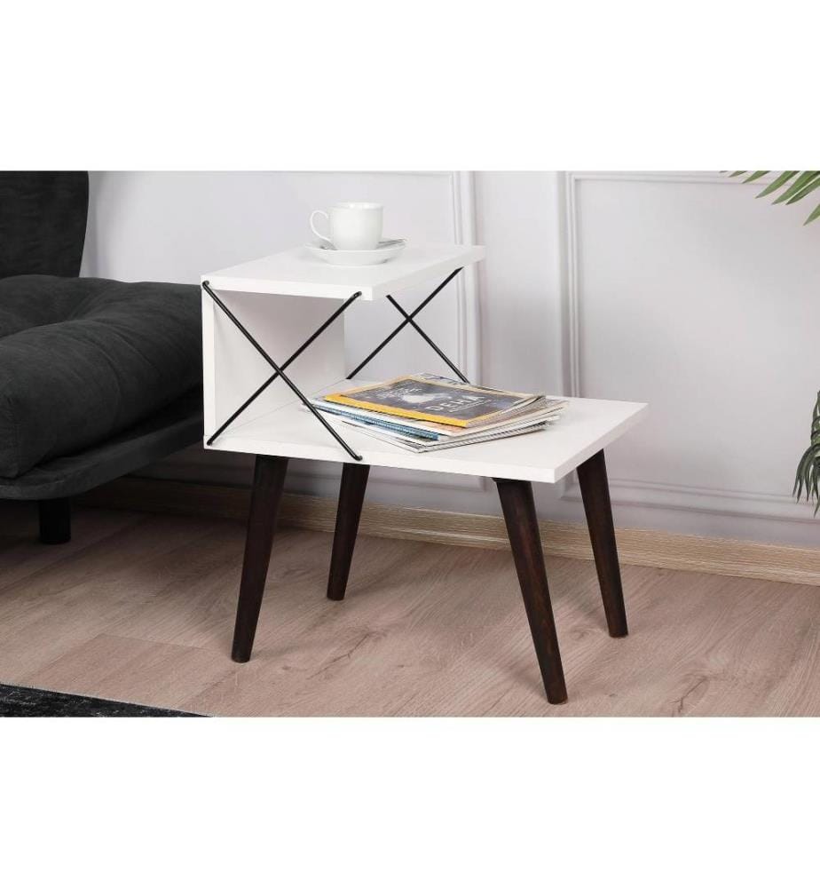 Table de nuit, blanc, panneau de particules mélaminé
