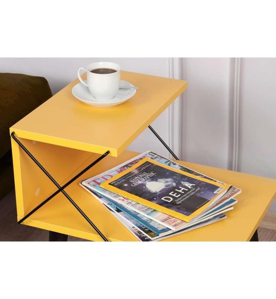 Table de nuit, jaune, panneau de particules mélaminé