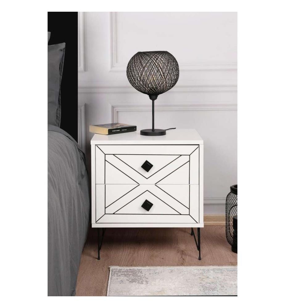 Table de nuit, blanc, panneau de particules mélaminé