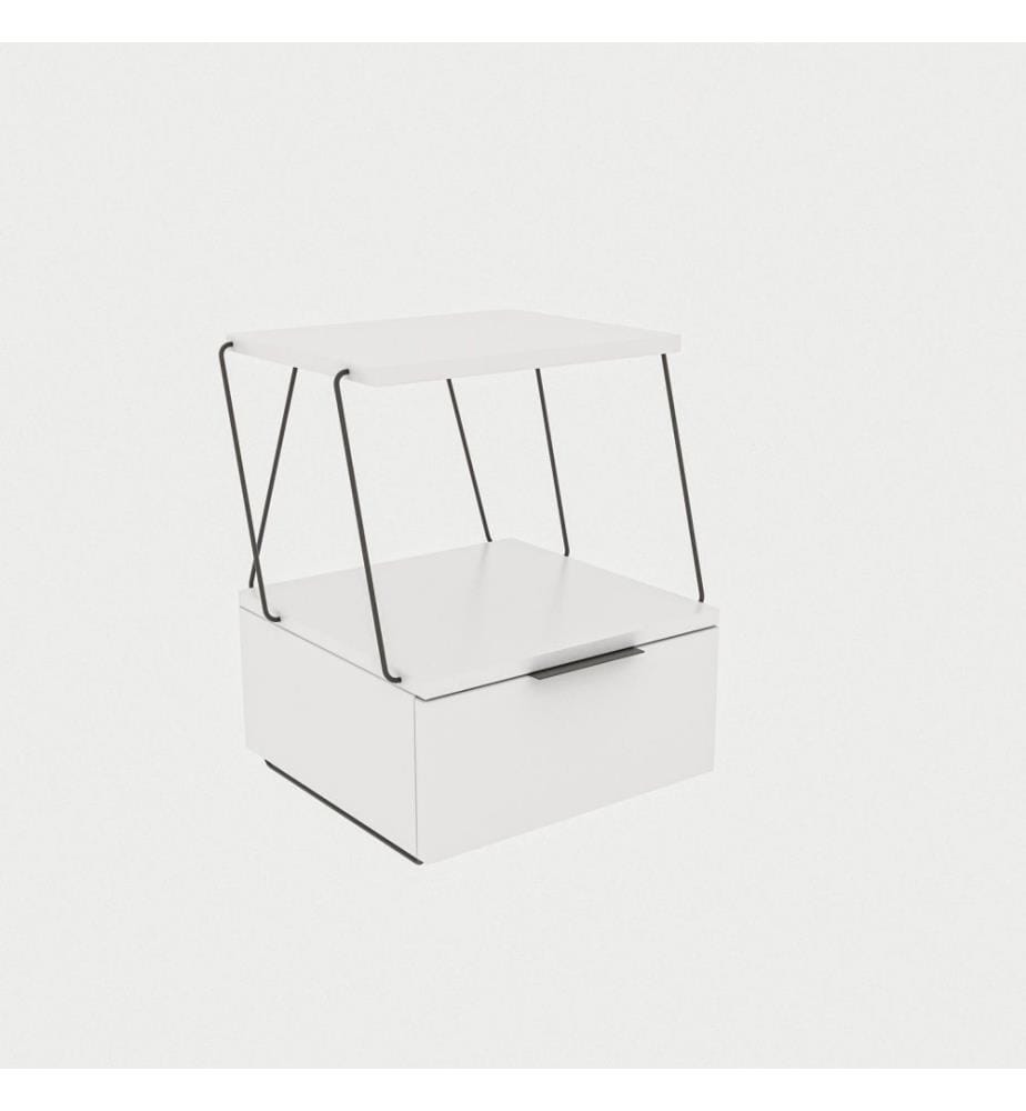 Table de nuit, blanc, panneau de particules mélaminé