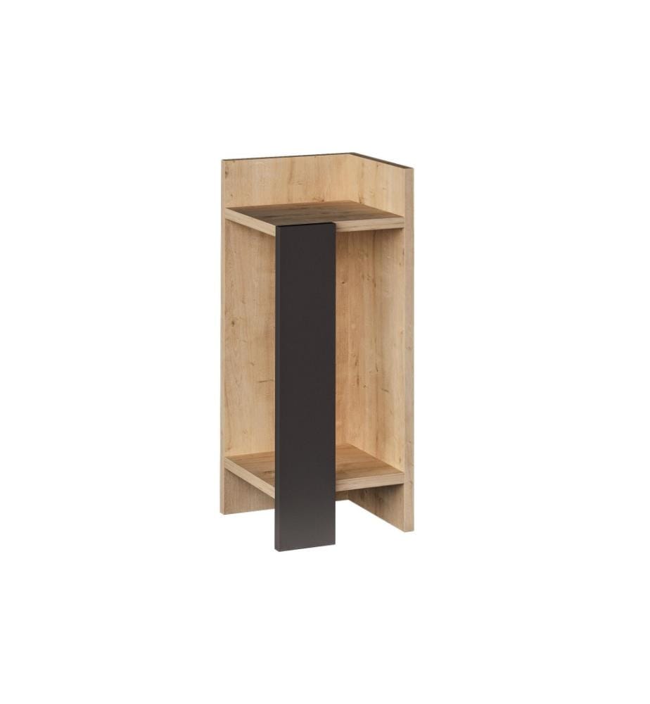 Table de nuit, Chêne Anthracite, Panneau de particules mélaminé