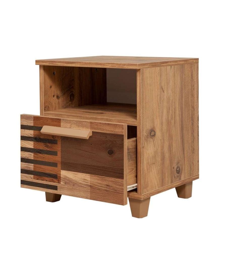 Table de nuit, pin atlantique, panneau de particules mélaminé