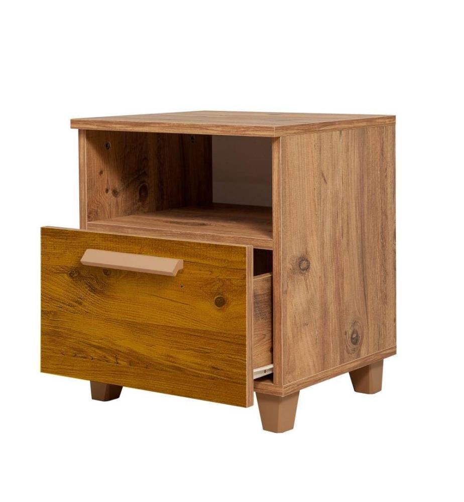 Table de nuit, pin atlantique, panneau de particules mélaminé