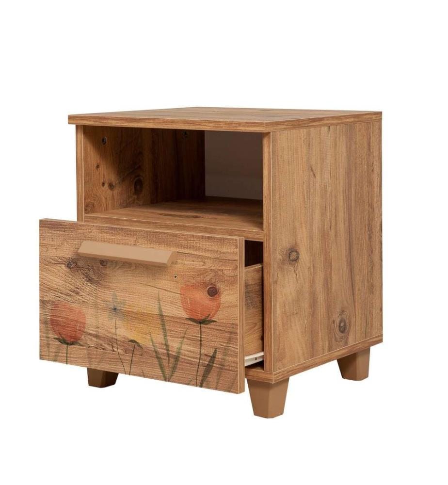 Table de nuit, pin atlantique, panneau de particules mélaminé