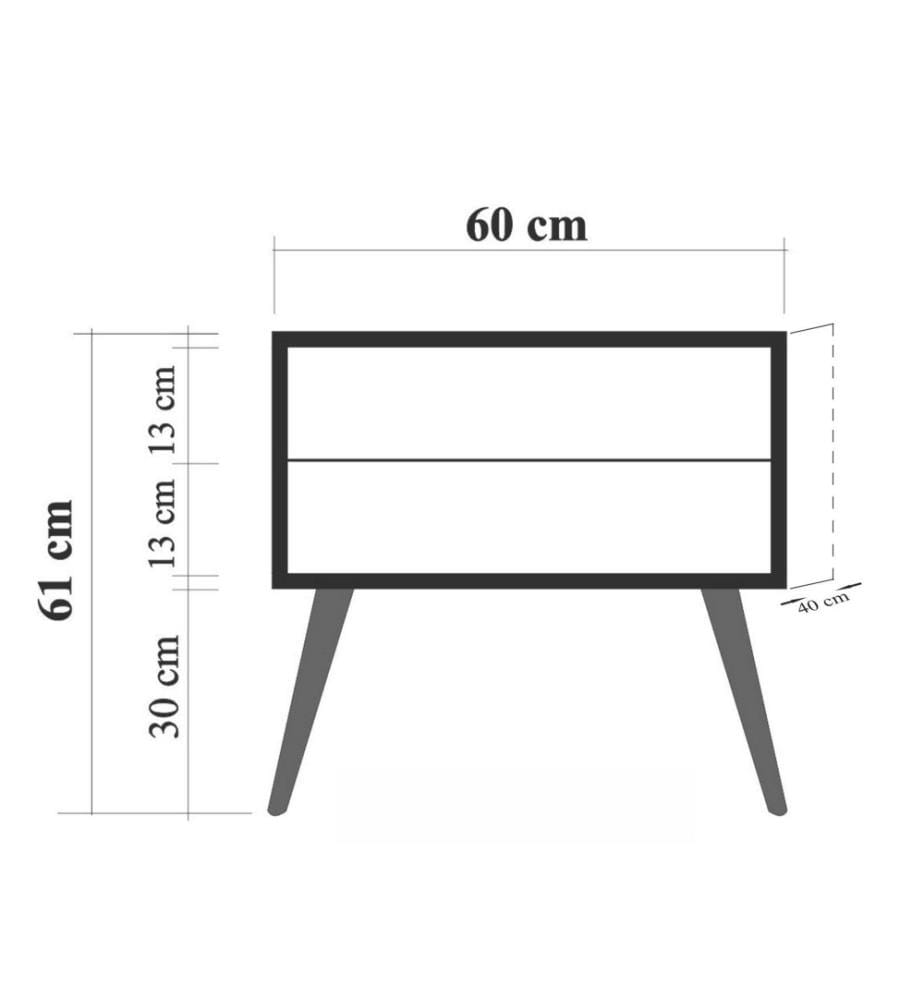 Nachttisch, Multicolor, Melaminbeschichtete Spanplatte, Holzbeine