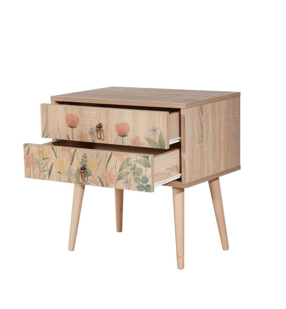 Comodino, Multicolore, Pannello in particelle rivestito in melamina, Gambe in legno
