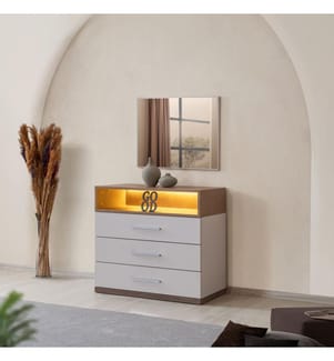 Kommode, 100 % melaminbeschichtete Spanplatte, Weiss, Braun