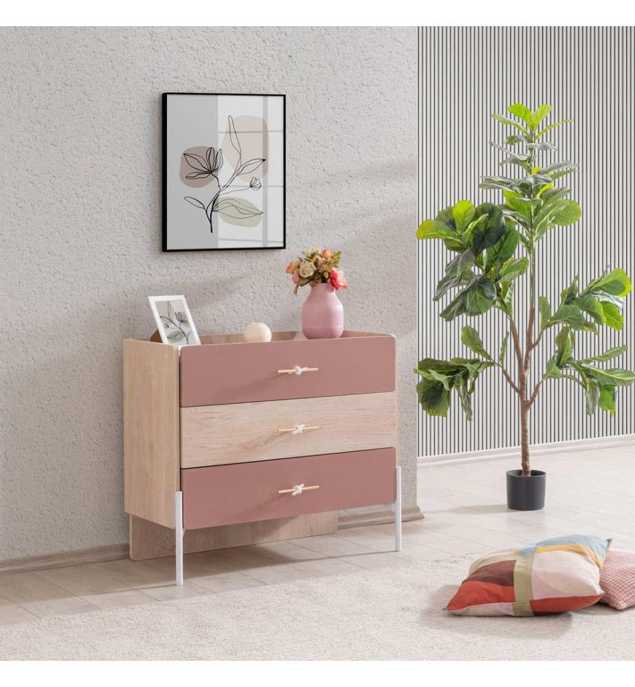 Kommode, 100 % melaminbeschichtete Spanplatte, Braun, Rosa