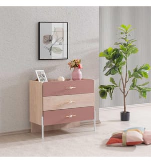 Kommode, 100 % melaminbeschichtete Spanplatte, Braun, Rosa