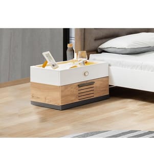 Nachttisch, 100 % melaminbeschichtete Spanplatte, Weiss, Anthrazit, Gelb, Braun
