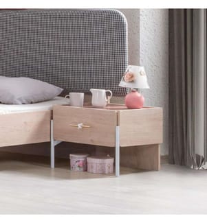 Nachttisch, 100 % melaminbeschichtete Spanplatte, Braun, Rosa