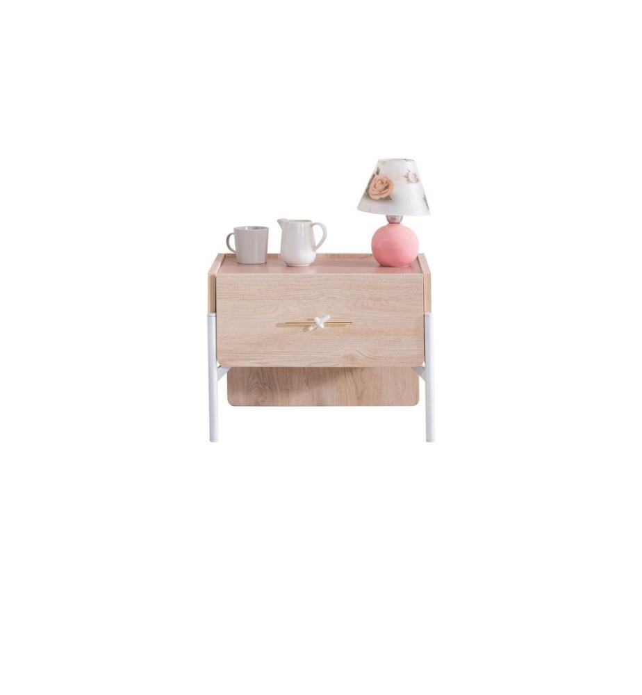 Nachttisch, 100 % melaminbeschichtete Spanplatte, Braun, Rosa
