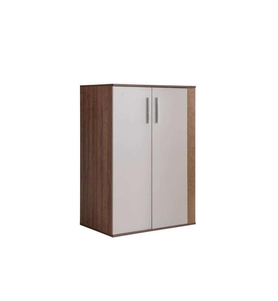 Kleiderschrank, 100 % melaminbeschichtete Spanplatte, Creme, Braun