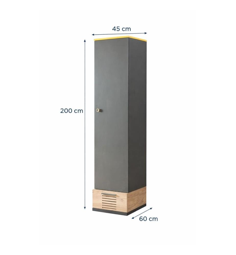 Kleiderschrank, 100 % melaminbeschichtete Spanplatte, Weiss, Anthrazit, Gelb, Braun