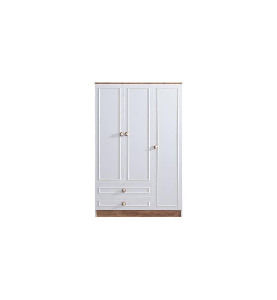 Kleiderschrank, 100 % melaminbeschichtete Spanplatte, Braun, Weiss