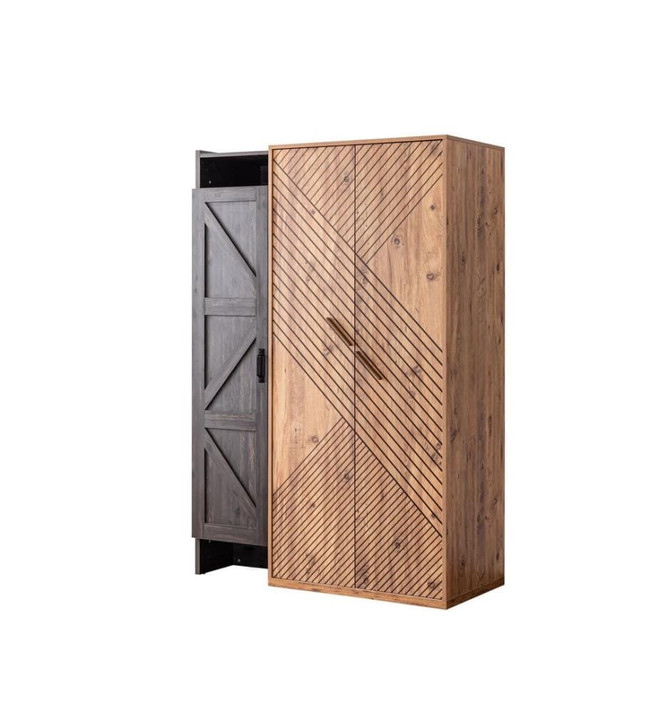Kleiderschrank, 100 % melaminbeschichtete Spanplatte, Anthrazit, Braun