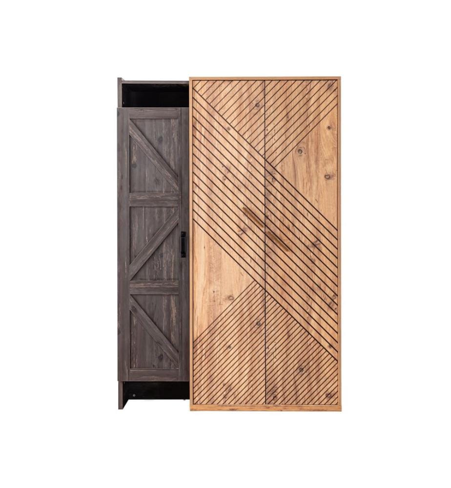Kleiderschrank, 100 % melaminbeschichtete Spanplatte, Anthrazit, Braun