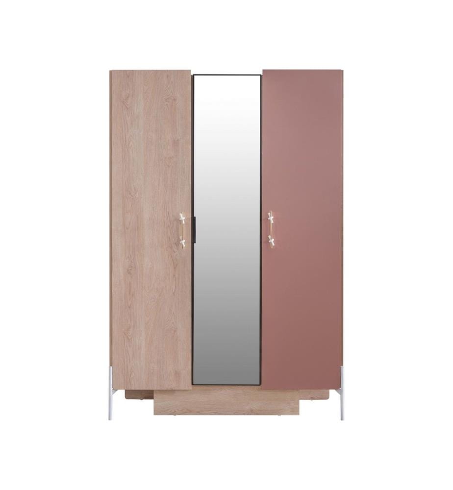 Kleiderschrank, 100 % melaminbeschichtete Spanplatte, Braun, Rosa
