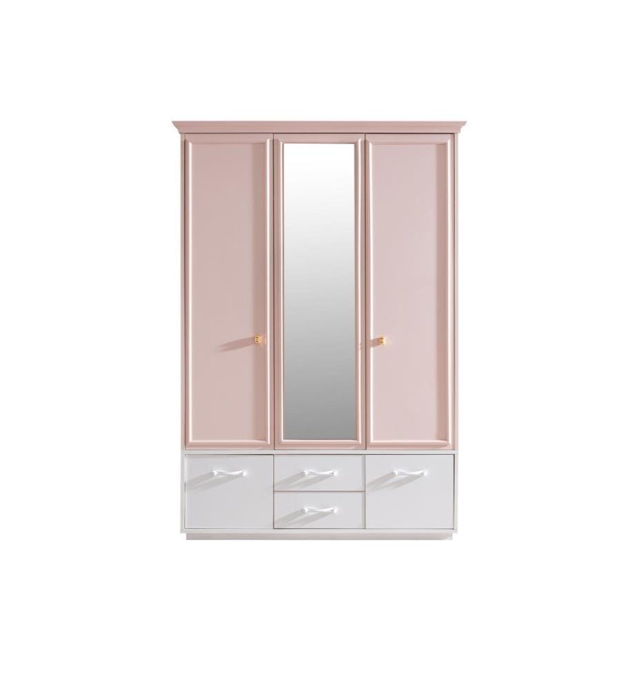 Kleiderschrank, 100 % melaminbeschichtete Spanplatte, Rosa, Weiss