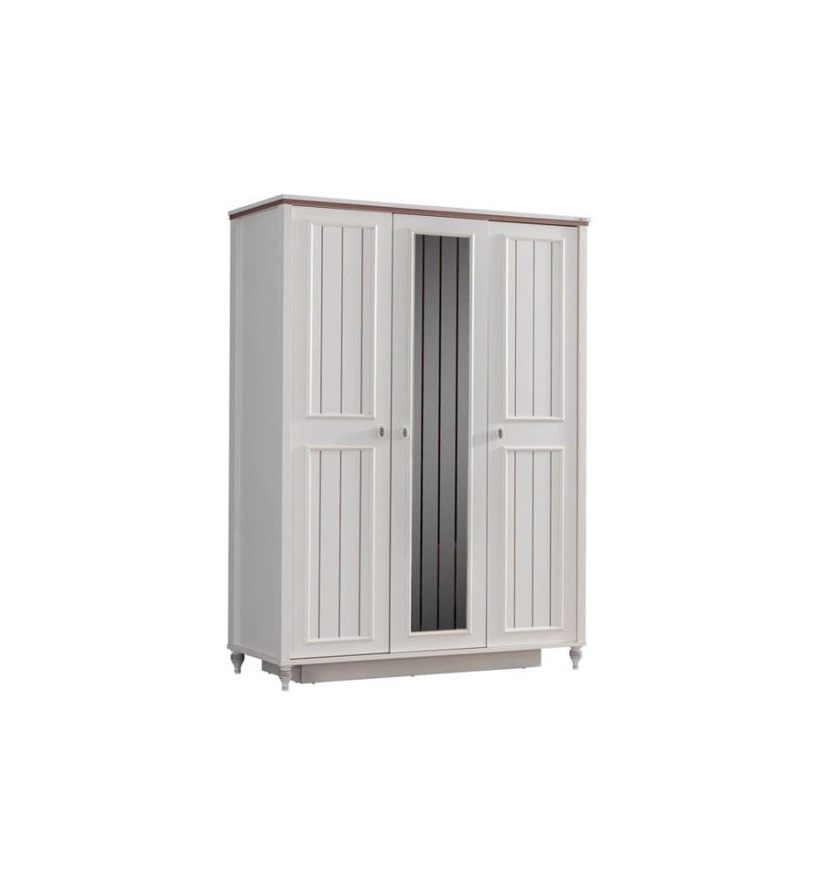 Kleiderschrank, 100 % melaminbeschichtete Spanplatte, Hellcreme