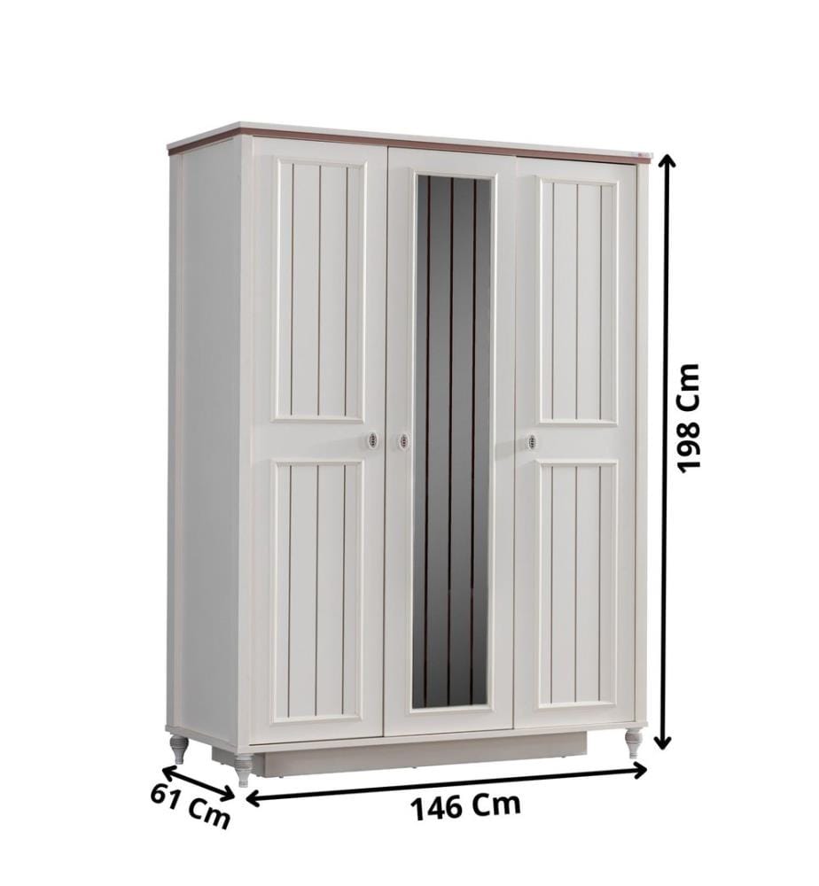 Kleiderschrank, 100 % melaminbeschichtete Spanplatte, Hellcreme