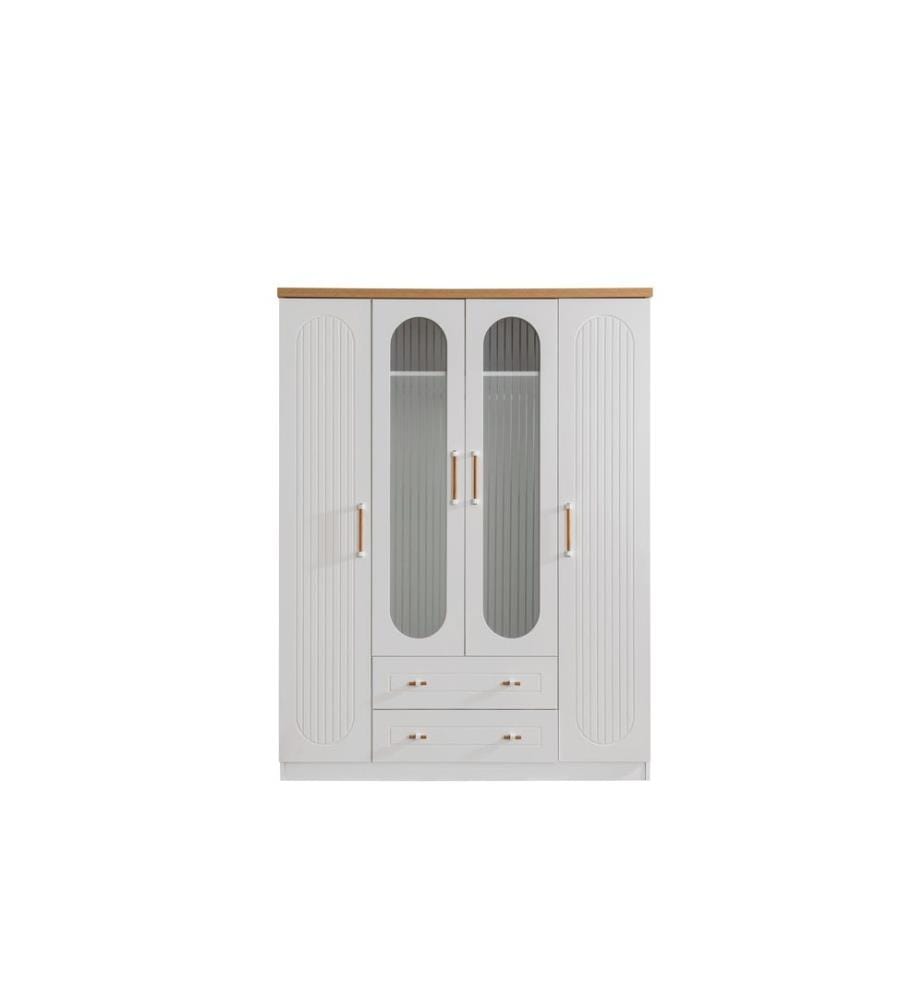 Kleiderschrank, 100 % melaminbeschichtete Spanplatte, Weiss