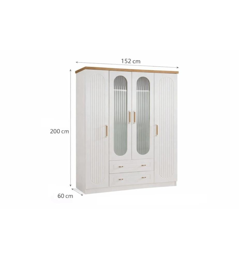 Kleiderschrank, 100 % melaminbeschichtete Spanplatte, Weiss