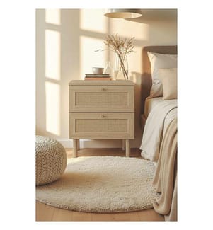 Nachttisch, 100 % melaminbeschichtete Spanplatte, Beige