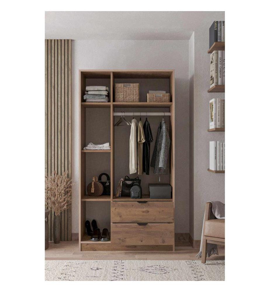 Kleiderschrank, 100 % melaminbeschichtete Spanplatte, Atlas-Kiefer