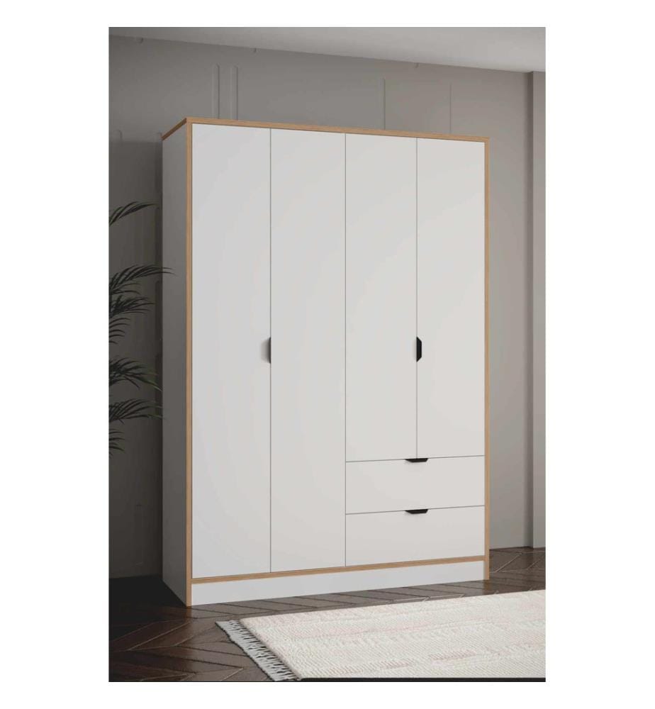 Kleiderschrank, 100 % melaminbeschichtete Spanplatte, Weiss